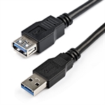 StarTech SuperSpeed - USB Cable, USB 3.0 Type-A Male to USB Type-A Female, 2m, Black