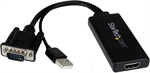 StarTech VGA2HDU - Video Adapter, VGA Male to HDMI Female with USB Audio, Up to 1920 x 1080, 15cm, Black