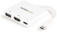 StarTech.com CDP2HDUACPW - Multiport Audio and Video Adapter, USB Type-C Male to HDMI, USB Type-A and USB Type-C, Up to 3840 x 2160 at 30Hz, 10.1cm, White