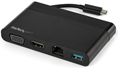 StarTech.com DKT30CHVCM - Adaptador Multipuertos USB, USB Tipo-C a VGA, HDMI 4K, Ethernet y USB Tipo-A, USB 3.0, Negro