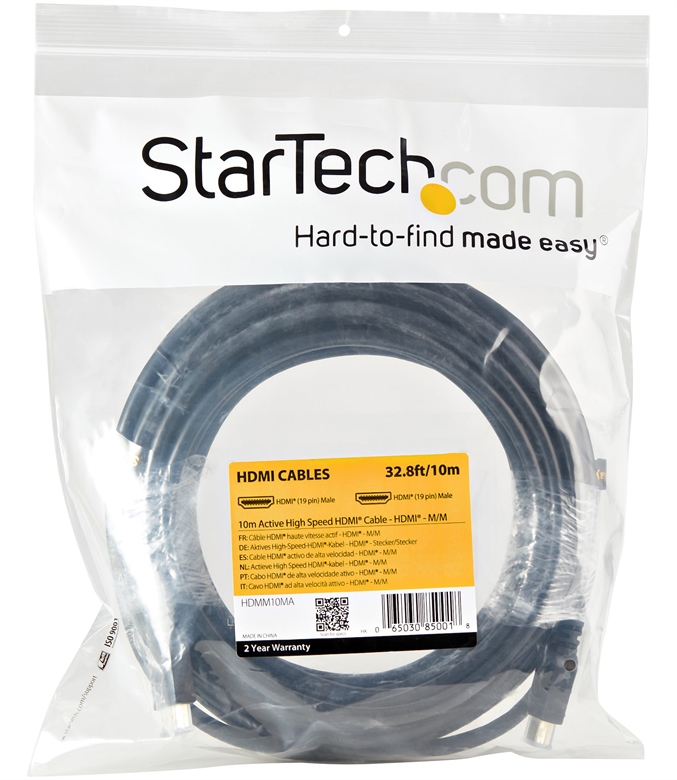 StarTech.com HDMM10MA  Cable de Video Activo 10m HDMI Macho a HDMI Macho Hasta 4K Empaque