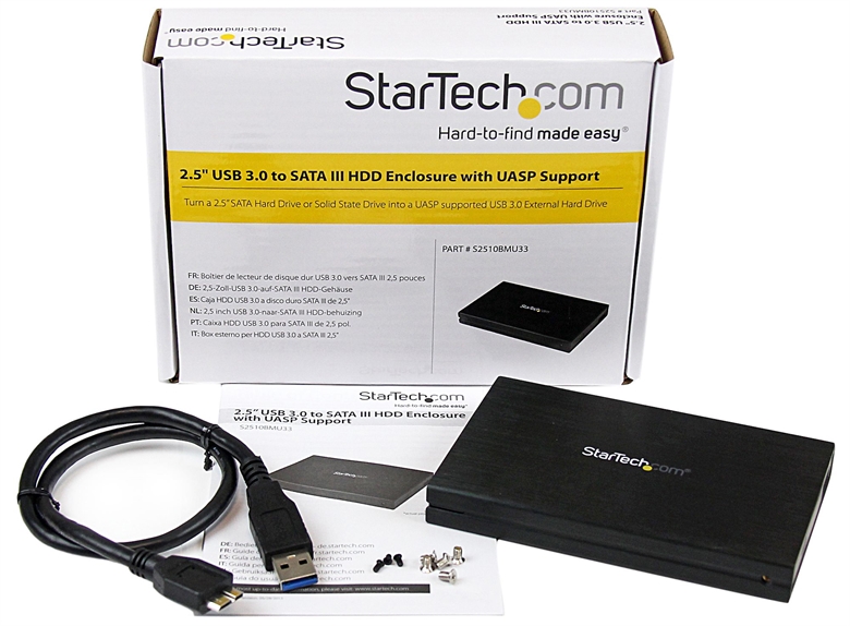 StarTech.com S2510BMU33 2.5" Hard Drive Enclosure Box Contents