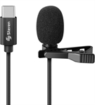 Steren MOV-033 - Micrófono de Solapa, Negro, Cardioide, USB-C