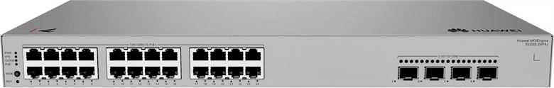 SWITCH HW EKIT L2 S220S-24P4J 24 GE POE 4 25GE SFP Front View 1