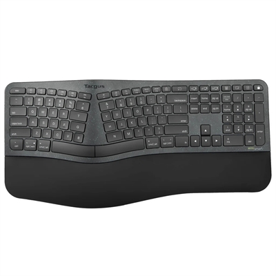 Vista frontal del teclado inalámbrico ergonómico y sostenible Targus EcoSmart
