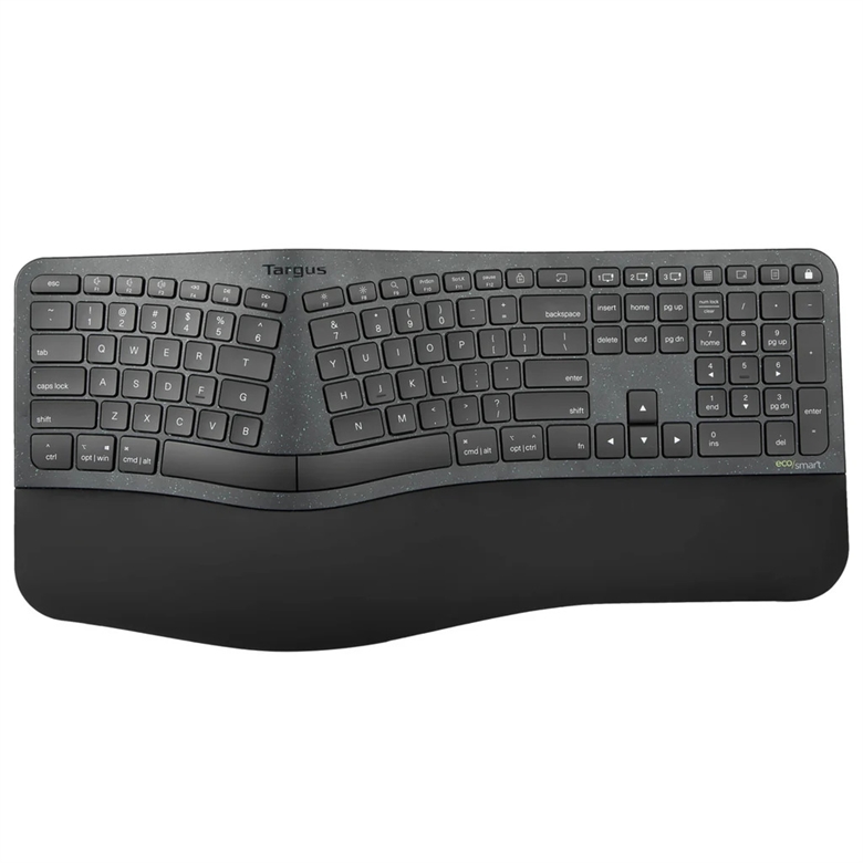 Vista frontal del teclado inalámbrico ergonómico y sostenible Targus EcoSmart