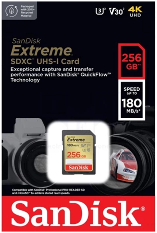 Tarjeta SanDisk Extreme SD package 256gb