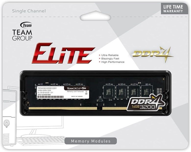 TeamGroup ELITE 16GB - Ram TED416G3200C2201 box view