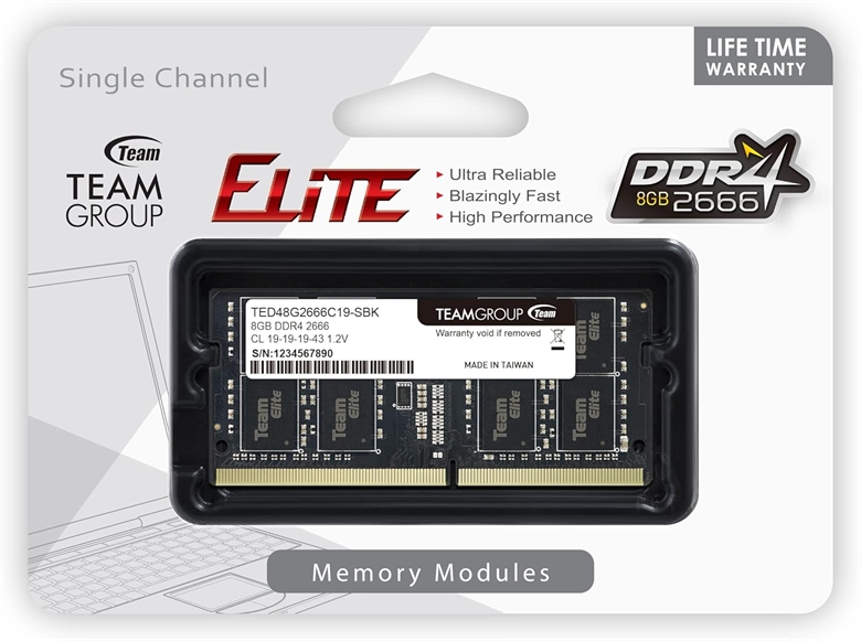 TeamGroup Elite DDR4 Laptop - RAM TED48G2666C19-S01 box view