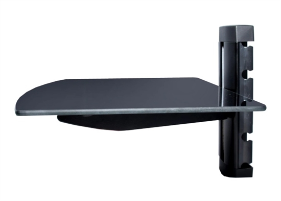TM8021BK Black-Modular AV Wall Mount Single Glass Shelf Stand-Front View
