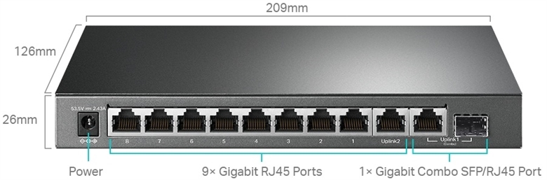 TP-Link TL-SG1210MPE 10 Ports Switch Backside