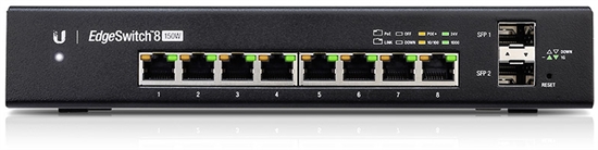 Ubiquiti ES-8-150W Switch Administrable Gigabit PoE+ de 8 Puertos Vista Frontal