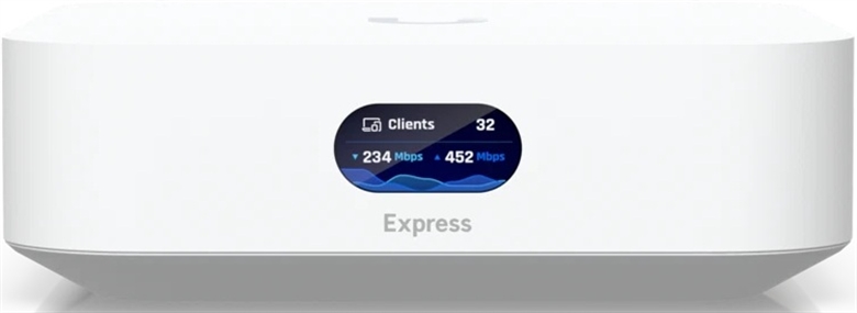 Ubiquiti UniFi-Router-Wireless-Enclosure material Polycarbonate-Management interface Ethernet Bluetooth-Networking interface LAN 1 GbE RJ45 Front View 1