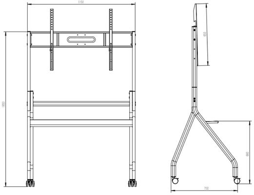 Uniview 65 to 86 Inch Smart Interactive Display Mobile Stand - UN-HB-T-FMC - vista general