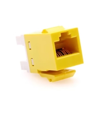 Unshielded Cat6 RJ45 Modular Jack Yellow-Back View