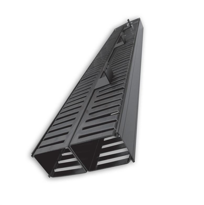 VF-07-100 Negro-Organizador de Cable Vertical de Conducto con Dedos de Doble Cara 1.83m-Vista Lateral