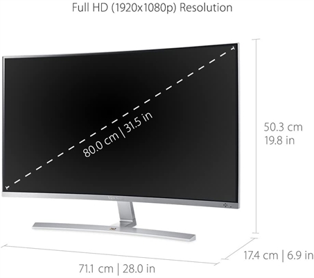 Viewsonic VX3216-SCMH-W Size