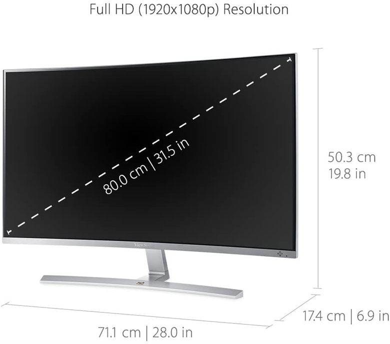 Viewsonic VX3216-SCMH-W Size