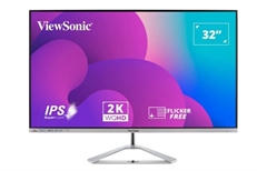 Viewsonic VX3276-2K-MHD - Monitor, 32", QHD 2560 x 1440, IPS, 16:9, Tiempo de Refresco 75Hz, DisplayPort, HDMI, Con Altavoces, Negro y Plata