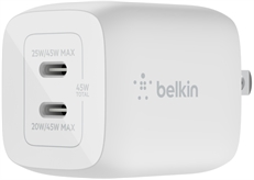 Belkin WCH011DQWH - Dual USB-C Wall Charger, 45W, White