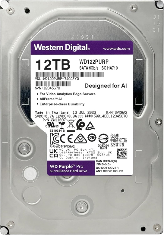 WD Purple Pro - Internal Hard Drive WD122PURP back view