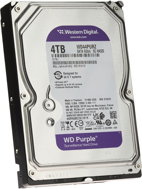 WD Purple Surveillance Hard Drive 4TB 128GB Cache Rear