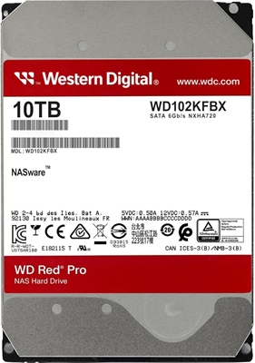 WD Red Pro - Internal Hard Drive 10 wd102kfbx back view