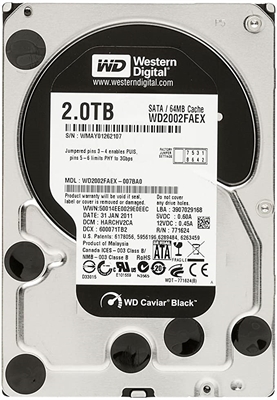 Western Digital Black HDD 2TB 7200rpm 3.5inch Front View