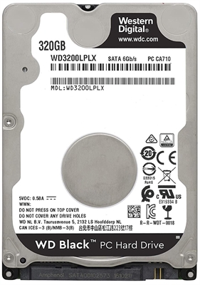 Western Digital Black HDD 320GB 7200rpm 2.5inch Vista Frontal