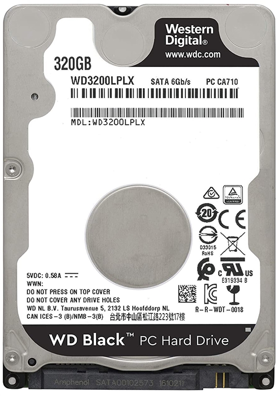Western Digital Black HDD 320GB 7200rpm 2.5inch Vista Frontal