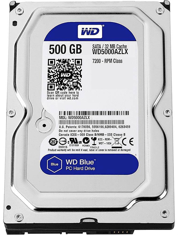 Western Digital Blue 500GB HDD 7200rpm 3.5inch Front View