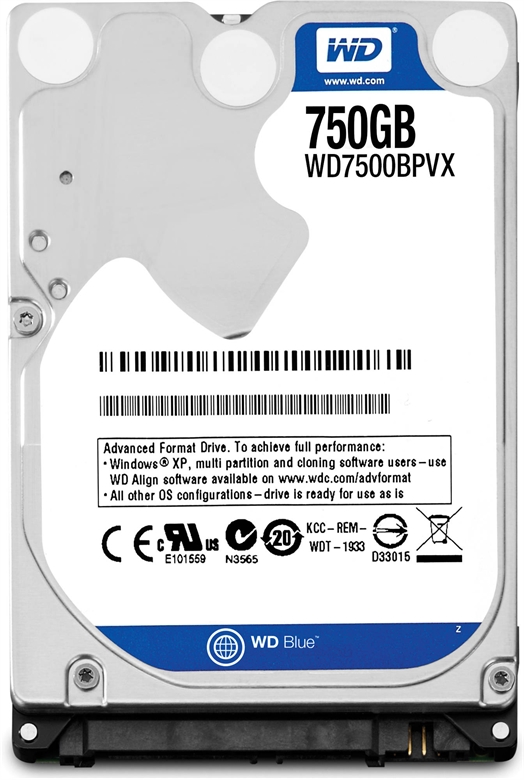 Western Digital Blue HDD 750GB 5400rpm 2.5 inch Front View