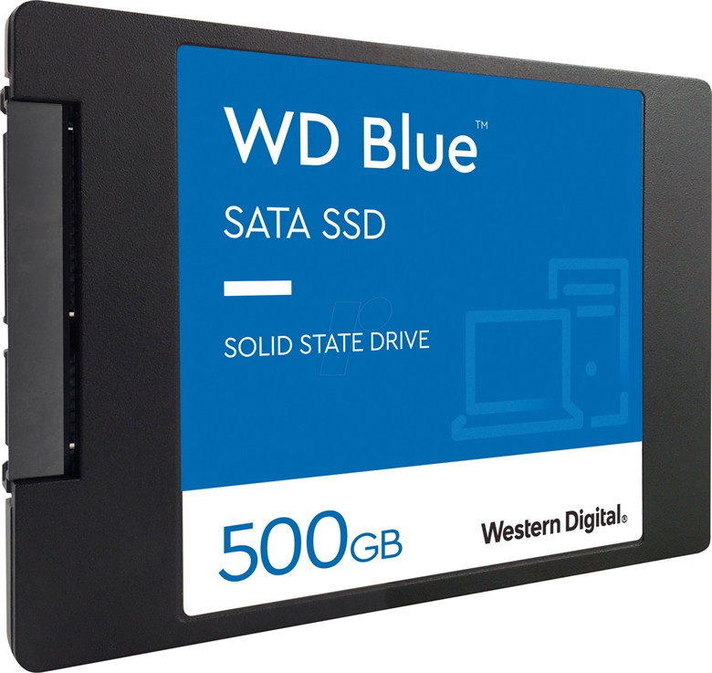 Western Digital Blue SSD 500GB 2.5inch Tilted Right View