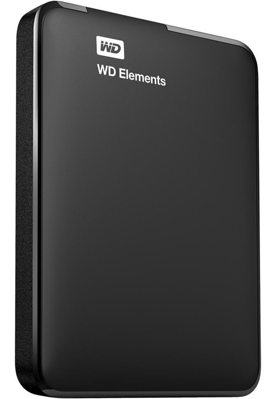 Western Digital Elements 1TB Black Angled Front View