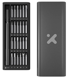Xtech XTA-820  - Kit de Destornillador de Alta Precisión 25 en 1, 24 Puntas Intercambiables de Acero S2, Diseño Magnético, Estuche de Aluminio Portátil