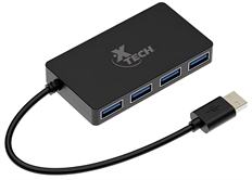 Xtech XTC-391  - USB Hub, 4 Ports USB 3.0, Up to 5Gbps