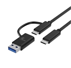 Xtech XTC-532 - USB Cable, 2 in 1 USB-C to USB-C Adapter Cable with USB-A 2.0 Dongle, 1.82m, Black