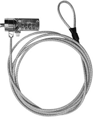Xtech  - 4-Digit Combination Laptop Security Cable, 1.83 m Braided Steel Cable, 10000 Programmable Combinations, Protective PVC Coating, Zinc Alloy and Steel Construction, Silver