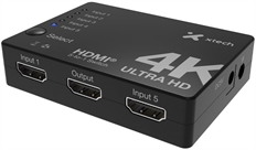 Xtech XHA-430  - 5-Port HDMI Switch, Up to 3840 x 2160 at 30Hz, Black