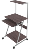 Xtech XTF-CD190 - Multilevel Rolling Computer Desk with Keyboard Tray, Ebony