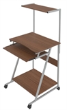 Xtech XTF-CD188 - Multilevel Rolling Computer Desk with Keyboard Tray, Oak Xtech XTF-CD188 - Multilevel Rolling Computer Desk with Keyboard Tray, Oak