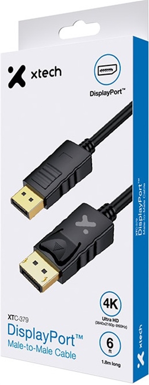 Xtech DisplayPort cable DisplayPort male 1 83 m All black XTC 379 Box View 1