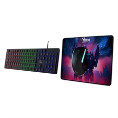 Xtech Hasha - Gaming Keyboard and Mouse Combo, Wired, USB, RGB, Spanish, Black