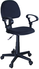 Xtech QZY-H4 - Black Office Chair, Plastic Base and Soft Cloth Cushion, Adjustable Seat Height, Fixed Armrest