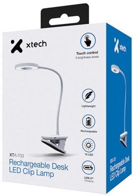 Xtech Rechargeable Desk LED Clip Lamp- XTA-703 Box View 3