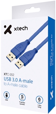 Xtech - USB cable - Blue - 6ft USB 3 0 cable Box View 2