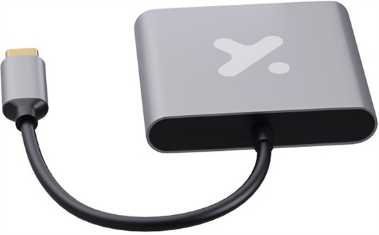 Xtech-Video adapter-USB Type C-HDMI f Type C f USB 3 0 f-Aluminum-3 in one XTC-566 Rear View 3