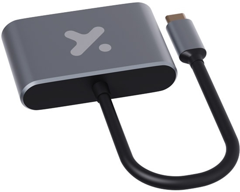 Xtech Video adapter USB Type C HDMI female VGA female Aluminum 2 in 1 XTC-542 Rear View 3