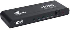 Xtech XHA-410 - HDMI Splitter Box, 1 HDMI Input to 4 HDMI Outputs, Up to 1920x1080p, Black