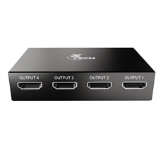 Xtech XHA-420  - HDMI Splitter, 1 HDMI Input to 4 HDMI Outputs, Up to 3840x2160, Black